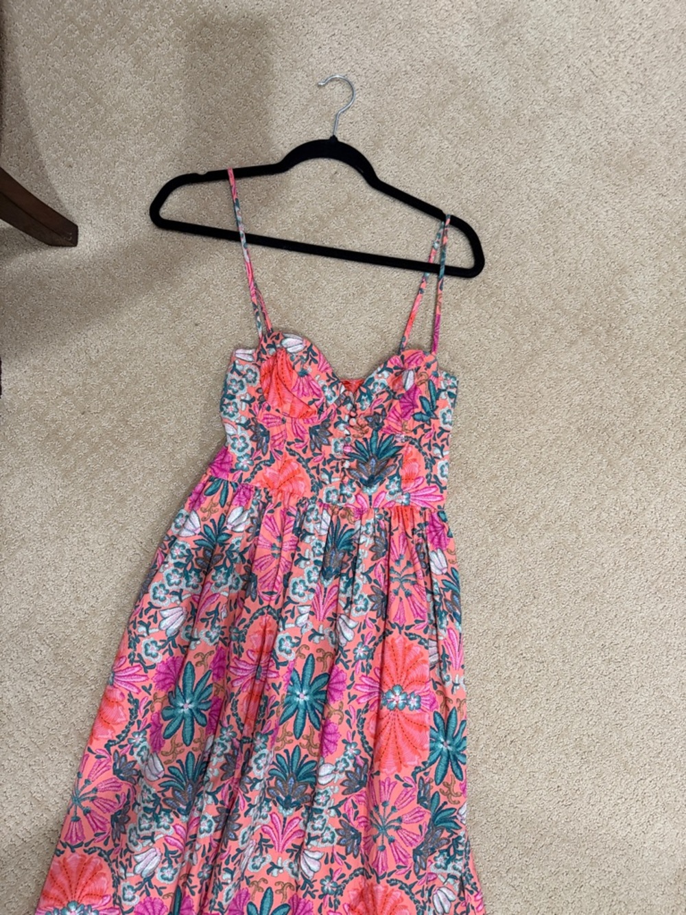 Floral Spaghetti Strap Sundress in Pink and Teal